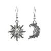 COLORFUL BLING Sun And Moon Matching Couple Dangle Drop Earrings Necklace Set For Women Lover Asymmetric Celestial Jewelry-earrings view 1