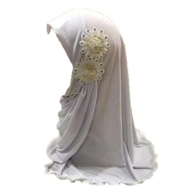 ALEDLE-LIFE Kids Girls Ice Silk Muslim Khimar Hijab Headscarf Elastic Beanie with Crystal Flower Arab Scarf Shawls Neck Wrap Islamic Head Wrap Turban Cap Fashion Rhinestone