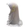 ALEDLE-LIFE Kids Girls Ice Silk Muslim Khimar Hijab Headscarf Elastic Beanie with Crystal Flower Arab Scarf Shawls Neck Wrap Islamic Head Wrap Turban Cap Fashion Rhinestone view 1