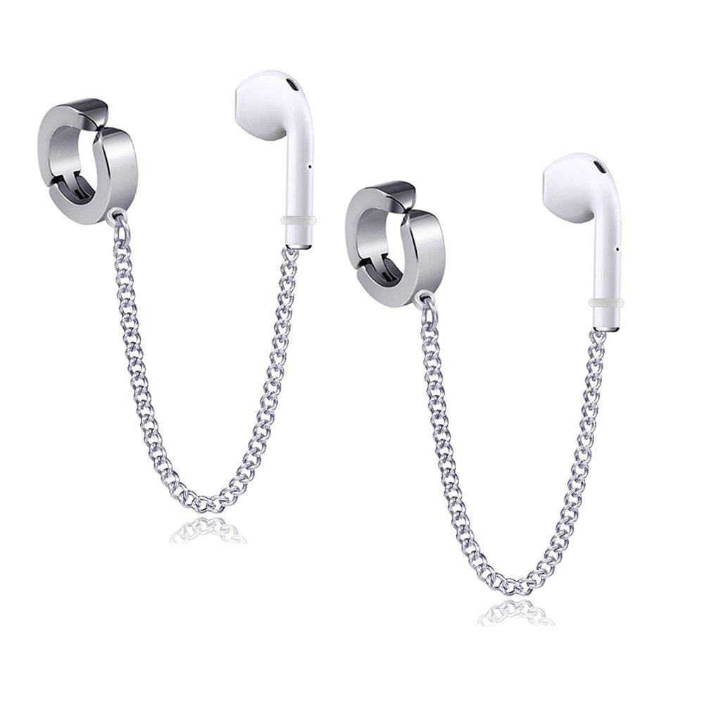 NILSTOREY Earrings for Earbuds Holder Clips, 1 Pair Clip-On Anti Lost Earring Strap for Earbuds (Non Piercing), Wireless Earhooks Earbuds Earphone Holder (Circle Style)