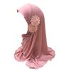 ALEDLE-LIFE Kids Girls Crystal Flower Muslim Khimar Hijab Headscarf Elastic Beanie Arab Scarf Shawls Islamic Turban Cap view 1