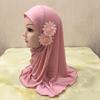 ALEDLE-LIFE Kids Girls Crystal Flower Muslim Khimar Hijab Headscarf Elastic Beanie Arab Scarf Shawls Islamic Turban Cap view 2