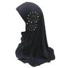 ALEDLE-LIFE Kids Girls Ice Silk Muslim Khimar Hijab Headscarf Elastic Beanie with Crystal Flower Arab Scarf Shawls Neck Wrap Islamic Head Wrap Turban Cap Fashion Rhinestone view 1