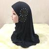 ALEDLE-LIFE Kids Girls Ice Silk Muslim Khimar Hijab Headscarf Elastic Beanie with Crystal Flower Arab Scarf Shawls Neck Wrap Islamic Head Wrap Turban Cap Fashion Rhinestone view 2