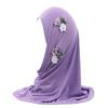 ALEDLE-LIFE Kids Girls Ice Silk Muslim Khimar Hijab Headscarf Elastic Beanie with Crystal Flower Arab Scarf Shawls Neck Wrap Islamic Head Wrap Turban Cap Fashion Rhinestone view 1