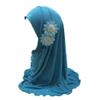 ALEDLE-LIFE Kids Girls Ice Silk Muslim Khimar Hijab Headscarf Elastic Beanie with Crystal Flower Arab Scarf Shawls Neck Wrap Islamic Head Wrap Turban Cap Fashion Rhinestone view 1