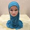 ALEDLE-LIFE Kids Girls Ice Silk Muslim Khimar Hijab Headscarf Elastic Beanie with Crystal Flower Arab Scarf Shawls Neck Wrap Islamic Head Wrap Turban Cap Fashion Rhinestone view 3