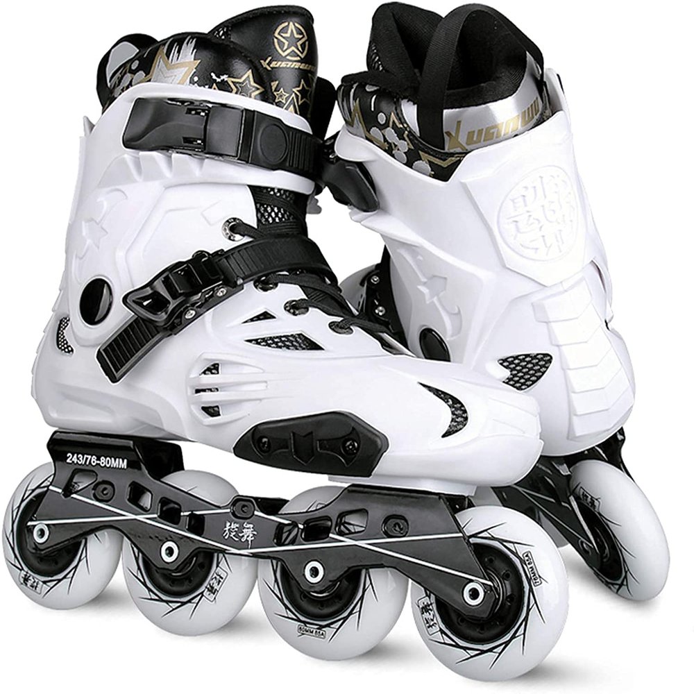 Inline Skates, Roller Skate Poles Ankle Protection Replacement Roller, Inline Skates Adults Unisex Fitness Skates Roller Skates,7/41 White