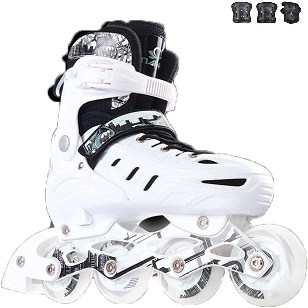 WSJYP Inline Skates, Roller Skate Poles Ankle Protection Replacement Roller, Inline Skates Adults Unisex Fitness Skates Roller Skates,S(32~36)-White
