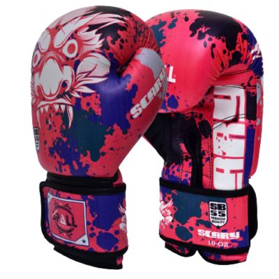 Spall Pro US MMA, Kickboxing, Muay Thai Boxing Leather Gloves for Men & Women Scary Red - 6 OZ