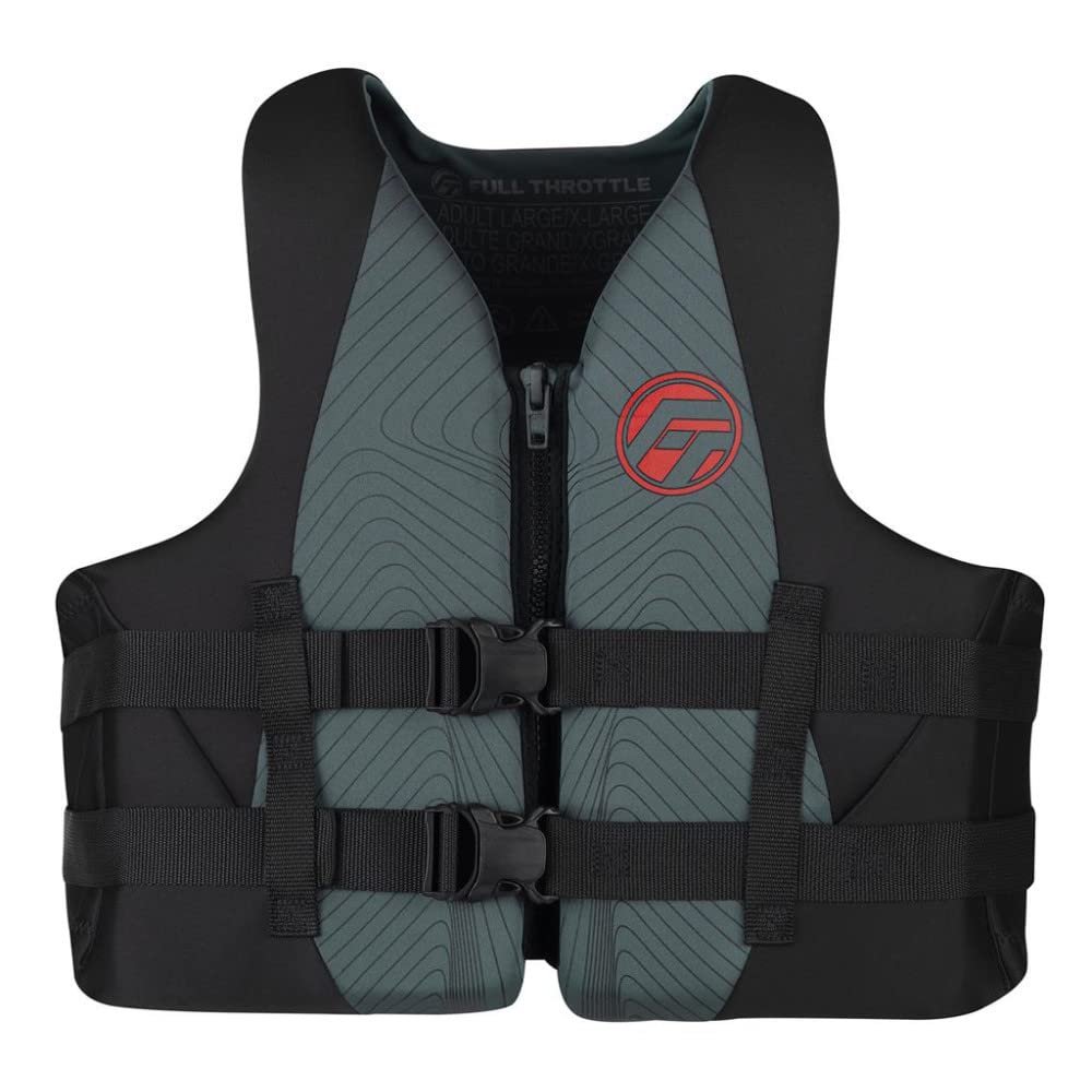 Full Throttle Adult Rapid Dry Neoprene Life Jacket, L/XL, Grey