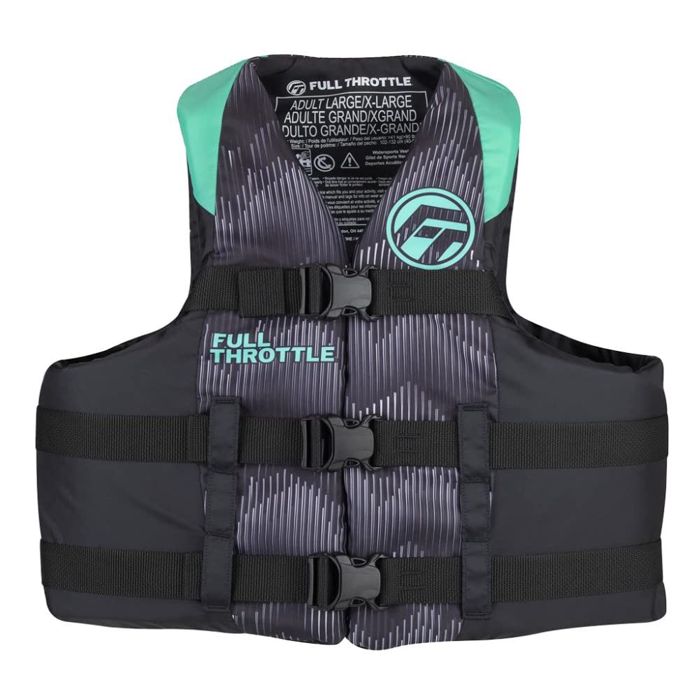 Full Throttle Adult Nylon Life Jacket, Aqua, S/M