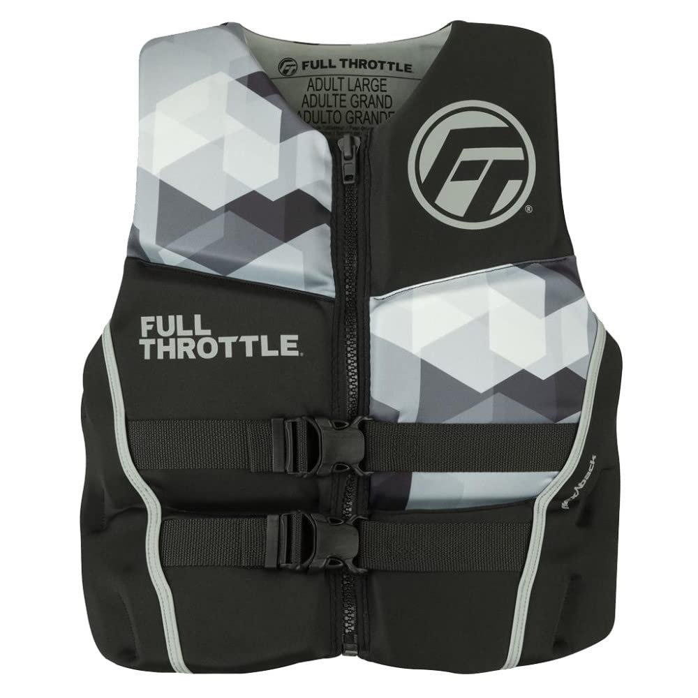 Full Throttle Adult Rapid Dry Flex Back Life Jacket, Grey, 2X-Large