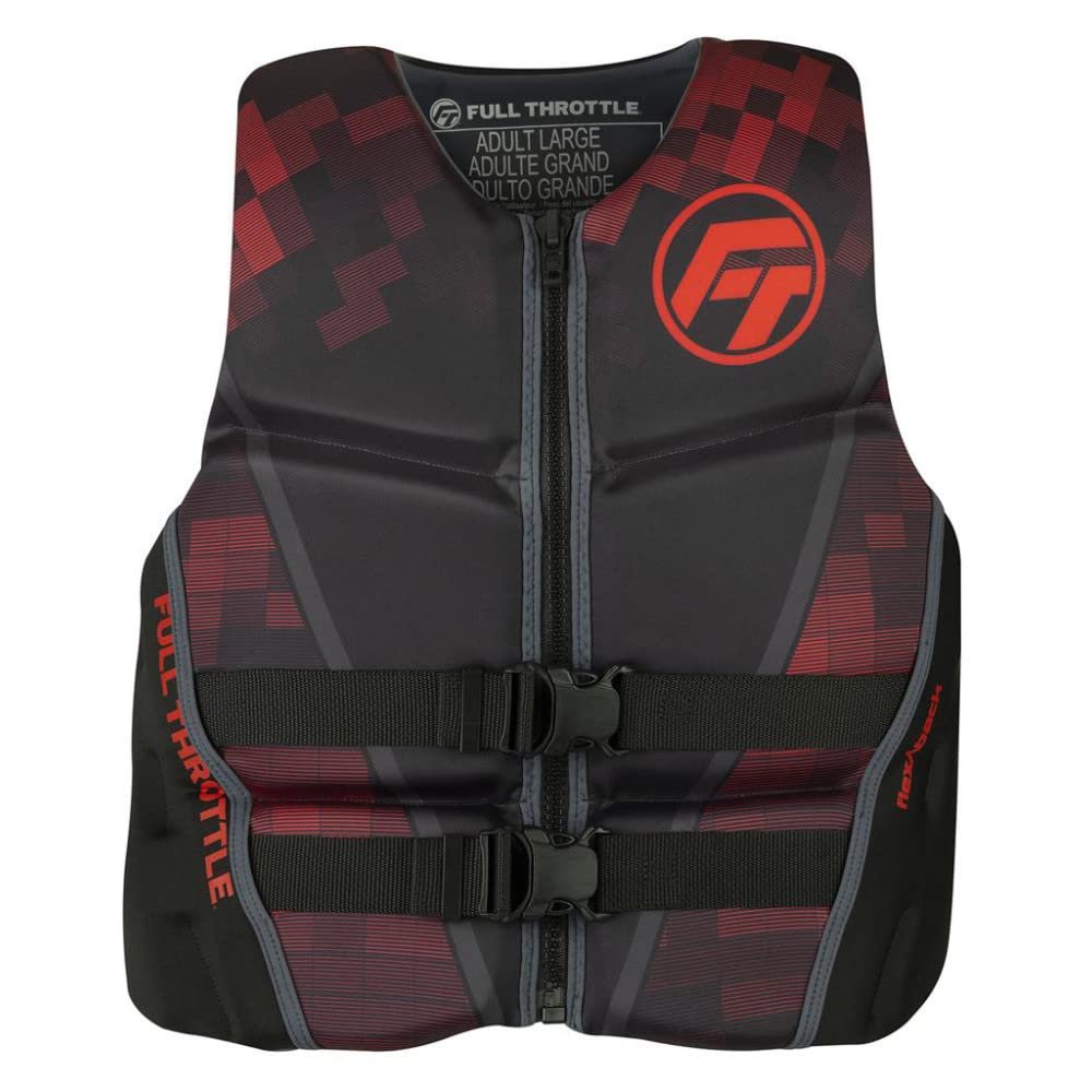 Full Throttle Adult Rapid Dry Flex Back Life Jacket, Red, Large