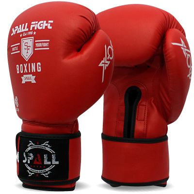 Spall Pro US MMA, Kickboxing, Muay Thai Boxing Leather Gloves for Men & Women Fight Red - 10 OZ