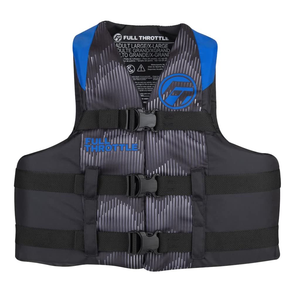 Full Throttle Adult Nylon Life Jacket, Blue, 2X/4X