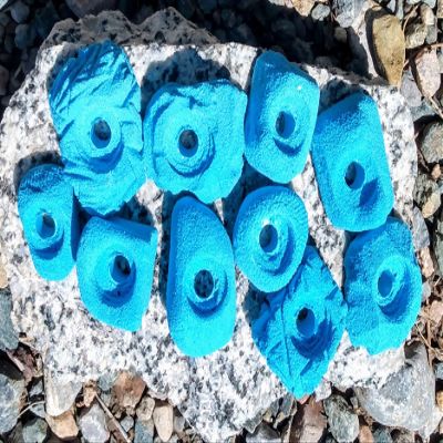 Small Holds Climbing Pack of 10 Bolt-on Holds of Foot and Crimp Size (Blue)