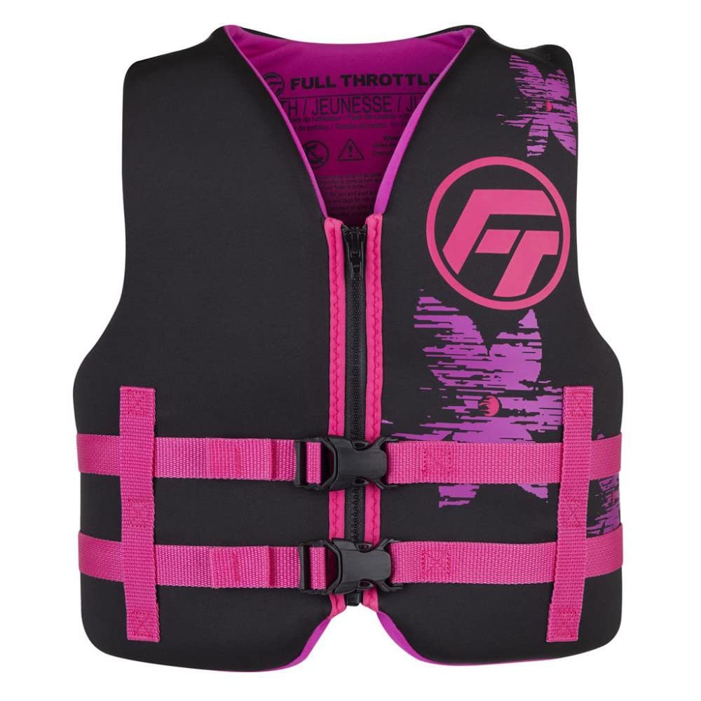 Full Throttle Youth Rapid Dry Neoprene Life Jacket, Pink