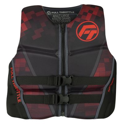 Full Throttle Adult Rapid Dry Flex Back Life Jacket, Red, X-large