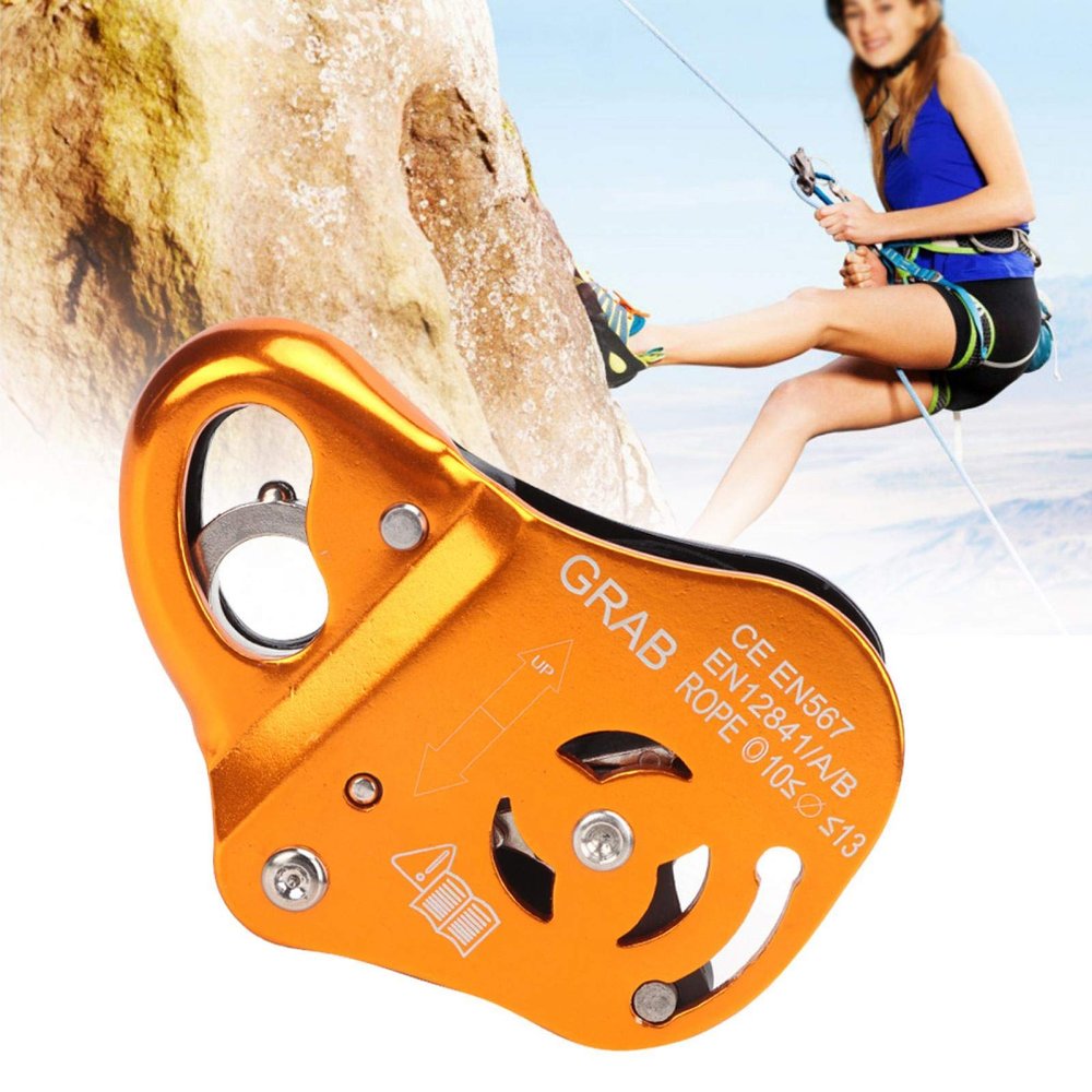 EVTSCAN Self Locking Climbing Rope Grab,Adjustable Fall Protection Rope Grab for 10-13mm Ropes,Lightweight Aluminum Safety Ascender for Rock Climbing Rappelling Rescue