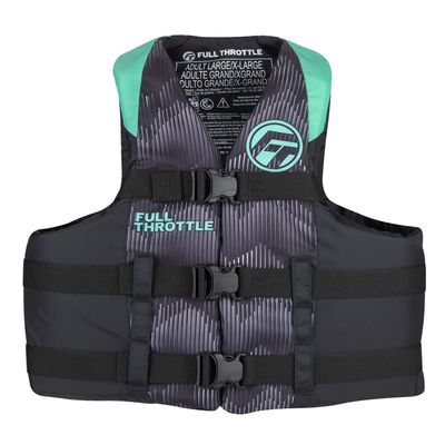 Full Throttle Adult Nylon Life Jacket, Aqua, l/XL