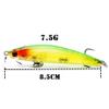 YUNSI Fishing Accessories Sets 1pc Quality Laser Minnow Fishing Lure 7.5g 8.5cm Hard Crankbait Wobblers Artificial Floating Jerkbait Trolling Bass Isca Carp Fishing Gear (Color : 07) view 3