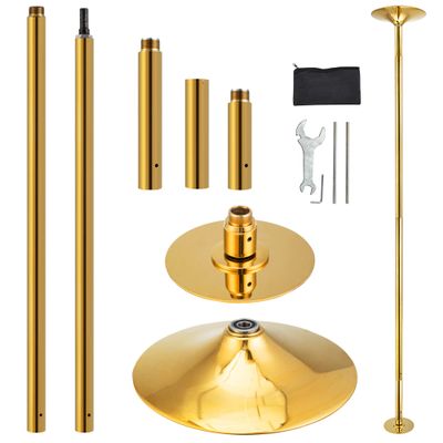 PRIORMAN Dance Pole Set -Premium Height Adjustable 7.38-8.85ft Portable 45mm Diameter 360Spinning Dancing Pole for Home,200KGS Capacity,Drill-Free Installation with Floor-to-Ceiling Stability(Gold)