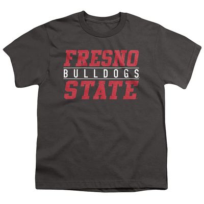 Fresno State Bulldogs Official Between The Lines Unisex Youth T Shirt,Charcoal, Medium