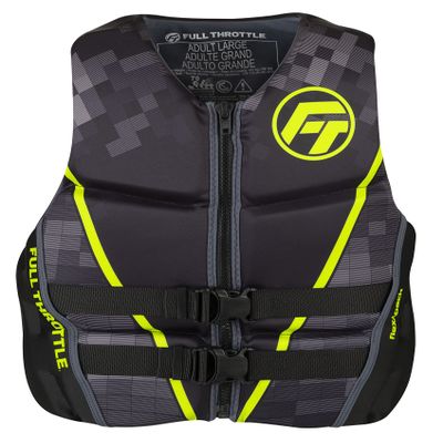 Full Throttle Adult Rapid Dry Flex Back Life Jacket, Green, X-Large