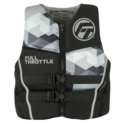 Full Throttle Adult Rapid Dry Flex Back Life Jacket, Grey, Medium