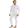 Yeeye Men's One Piece Turtleneck Zipper Leotard Full Bodysuit Stretchy Unitard Costume Dancewear White Medium view 2