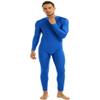 Yeeye Men's One Piece Turtleneck Zipper Leotard Full Bodysuit Stretchy Unitard Costume Dancewear Blue Large view 2