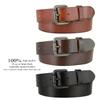 BS040-P3456 One Piece Genuine Full Grain Leather Casual Jean Belt 1-1/2" (38mm) Wide-(Black-Black, 44) view 4