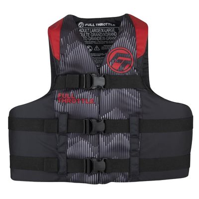 Full Throttle Adult Nylon Life Jacket, Red, L/XL