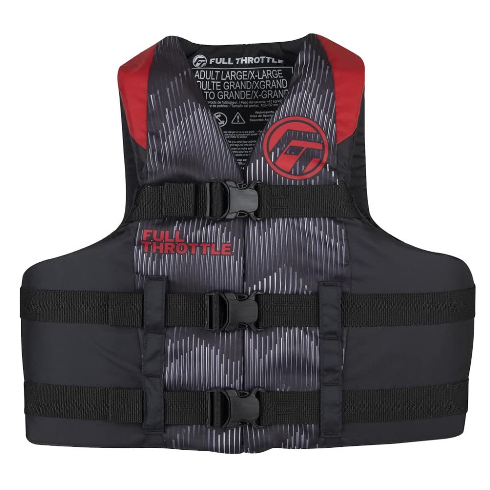 Full Throttle Adult Nylon Life Jacket, Red, L/XL