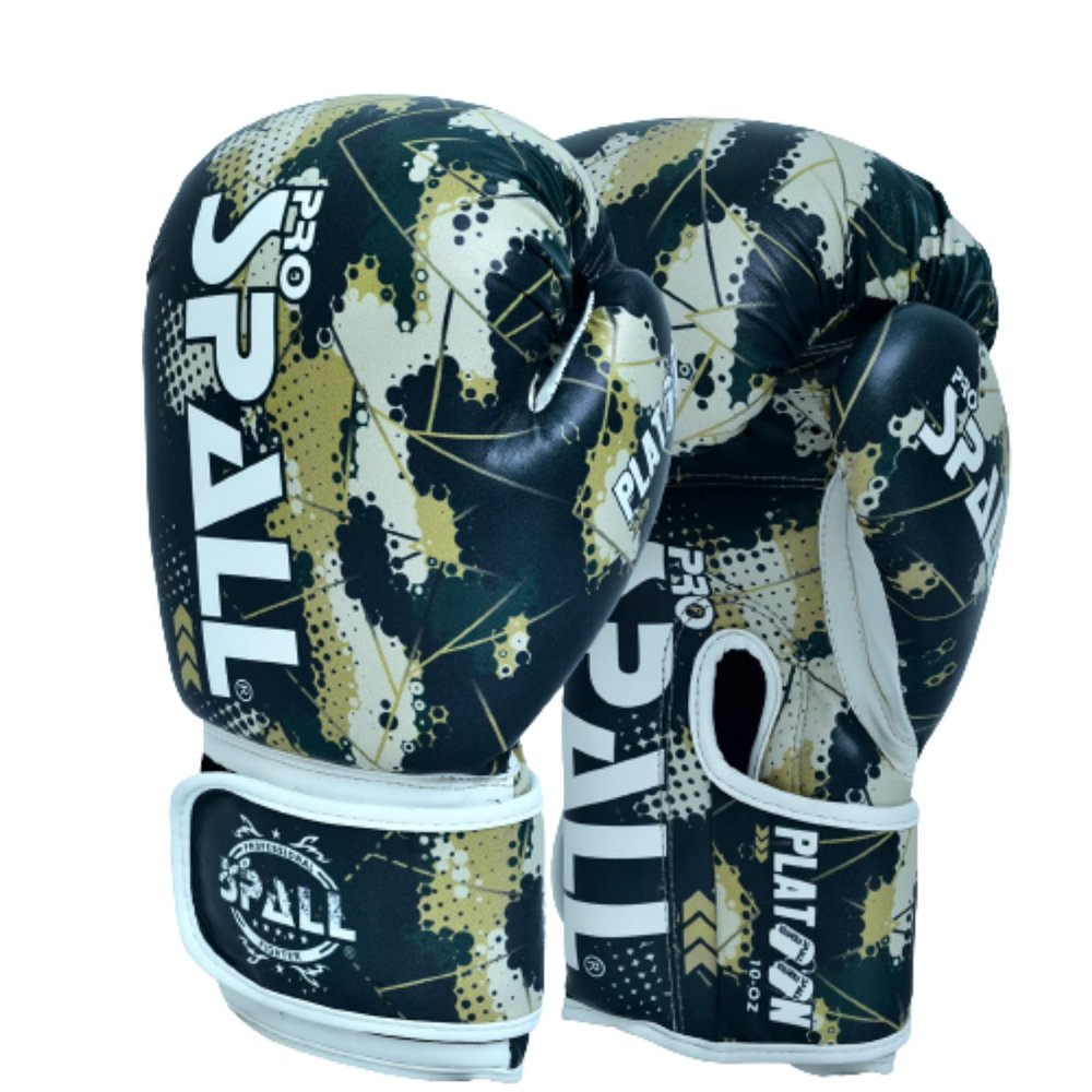 Spall Pro US Boxing Gloves for Kids, Men & Women - Pro Training Sparring Punching Gloves - Muay Thai MMA, Kickboxing Heavy Bag Workout Leather Boxing Gloves Platoon - 6oz Green