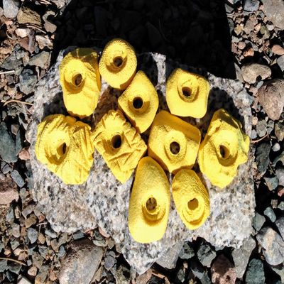 Small Holds Climbing Pack of 10 Bolt-on Holds of Foot and Crimp Size (Yellow)
