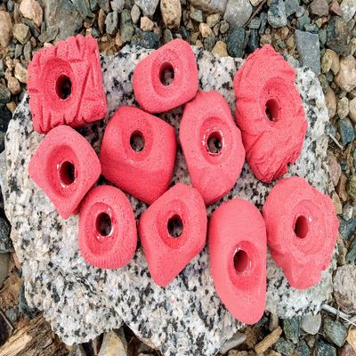 Small Holds Climbing Pack of 10 Bolt-on Holds of Foot and Crimp Size (Red)