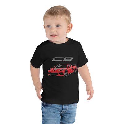 2020 2021 Red 'Vette C8 Mid Engine Toddler Short Sleeve Tee