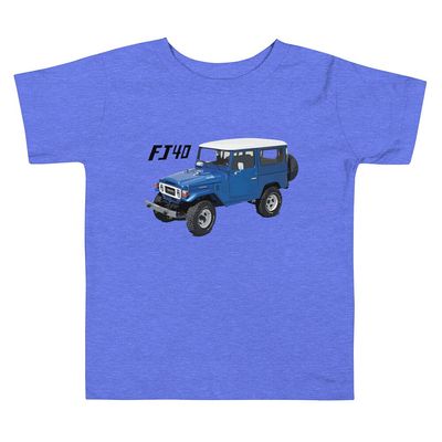 1985 FJ40 Vintage SUV 4WD Toddler Short Sleeve Tee Heather Columbia Blue