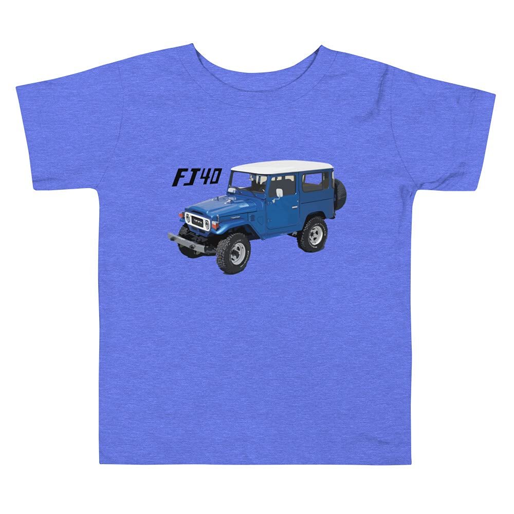 1985 FJ40 Vintage SUV 4WD Toddler Short Sleeve Tee Heather Columbia Blue