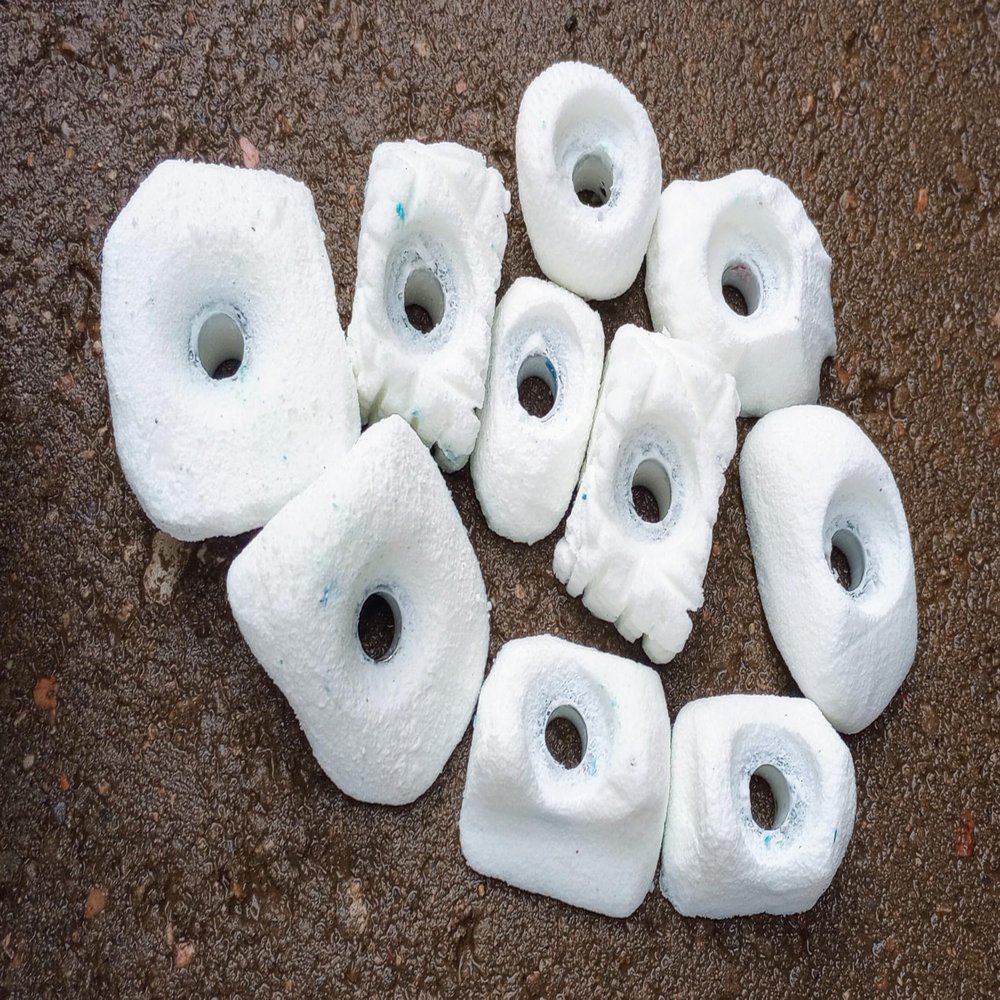 Small Holds Climbing Pack of 10 Bolt-on Holds of Foot and Crimp Size (White)