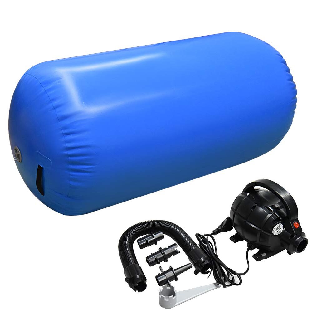 GLANT Air Mat Tumble Track AirSpot - Gymnastics Training Springboard - Round Inflatable Springboard (Air Roller-Royal BLUEWIth Pump), (Diam)23.6in*H47.3in)