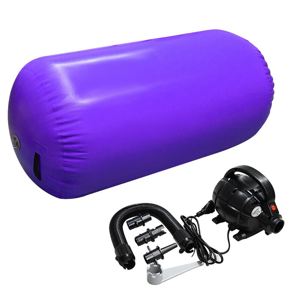 GLANT Air Mat Tumble Track AirSpot - Gymnastics Training Springboard - Round Inflatable Springboard (Air Roller-PurpleWIth Pump), (Diam)35.4in*H47.3in)