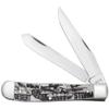 Case XX WR POCKET KNIFE TRAPPER - DESERT STORM - EMBELLISHED SMOOTH NATURAL BONE, ITEM 50953, LENGTH CLOSED 4 1/8 INCH (6254 SS) view 1