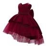 Flower Toddler Baby Girls Dress Formal Bowknot Tutu Backless Ruffle Puffy Tulle Gowns Princess Wedding Communion Christening Baptism Pageant Birthday Lace Party Wear Wine Red 4-5T view 3