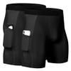WRAGCFM Mens Compression Shorts Pack,Men's Running Athletic Compression Shorts Underwear for Men with Phone Pockets Workout Active Sports Gym Compression Shorts Quick Dry(Black+Black,XL) view 1