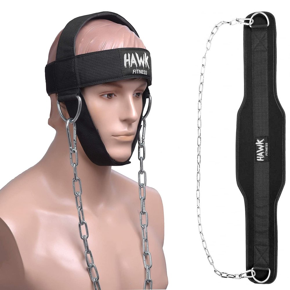 Hawk Sports Neck Harness and Dip Belt with Chain for Men & Women Weightlifting Belt Weight Lifting Training Gym Bodybuilding Workout Belts (Neck Harness and Dip Belt Bundle).