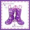 Outee Toddler Girls Rain Boots Little Kids Baby Light Up Printed Waterproof Mud Insulated Shoes Unicorn Rainbow Lightweight Rubber Adorable with Easy-On Handles Non Slip (Size 6,Purple) view 2