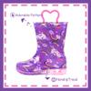 Outee Toddler Girls Rain Boots Little Kids Baby Light Up Printed Waterproof Mud Insulated Shoes Unicorn Rainbow Lightweight Rubber Adorable with Easy-On Handles Non Slip (Size 6,Purple) view 4